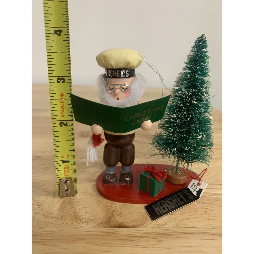 1993 Kurt Adler Wood Christmas Carol Ornament Hersheys Chocolate Elf Singing